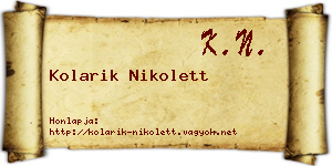 Kolarik Nikolett névjegykártya